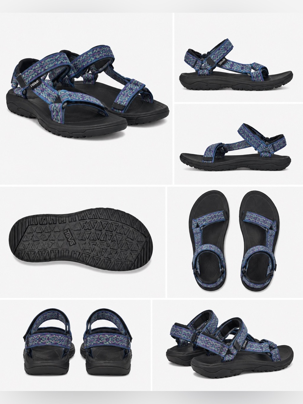 Teva Women's Sandals in Blue and Black Patterned Straps